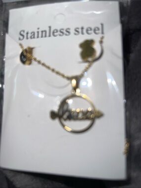 Gold Stainless Steel Love Name Pendant Necklace - Women Jewelry